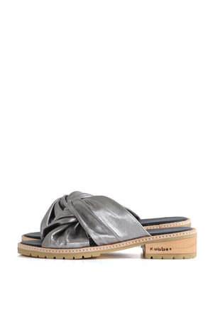 Sandalia de cuero napa peltre Kebba con planta Aires 4 cm, zuecos de mujer para vestir