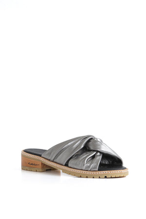 Sandalia de cuero Kebba Aires Candelaria napa peltre con plantilla de cuero, Kebba Clogs