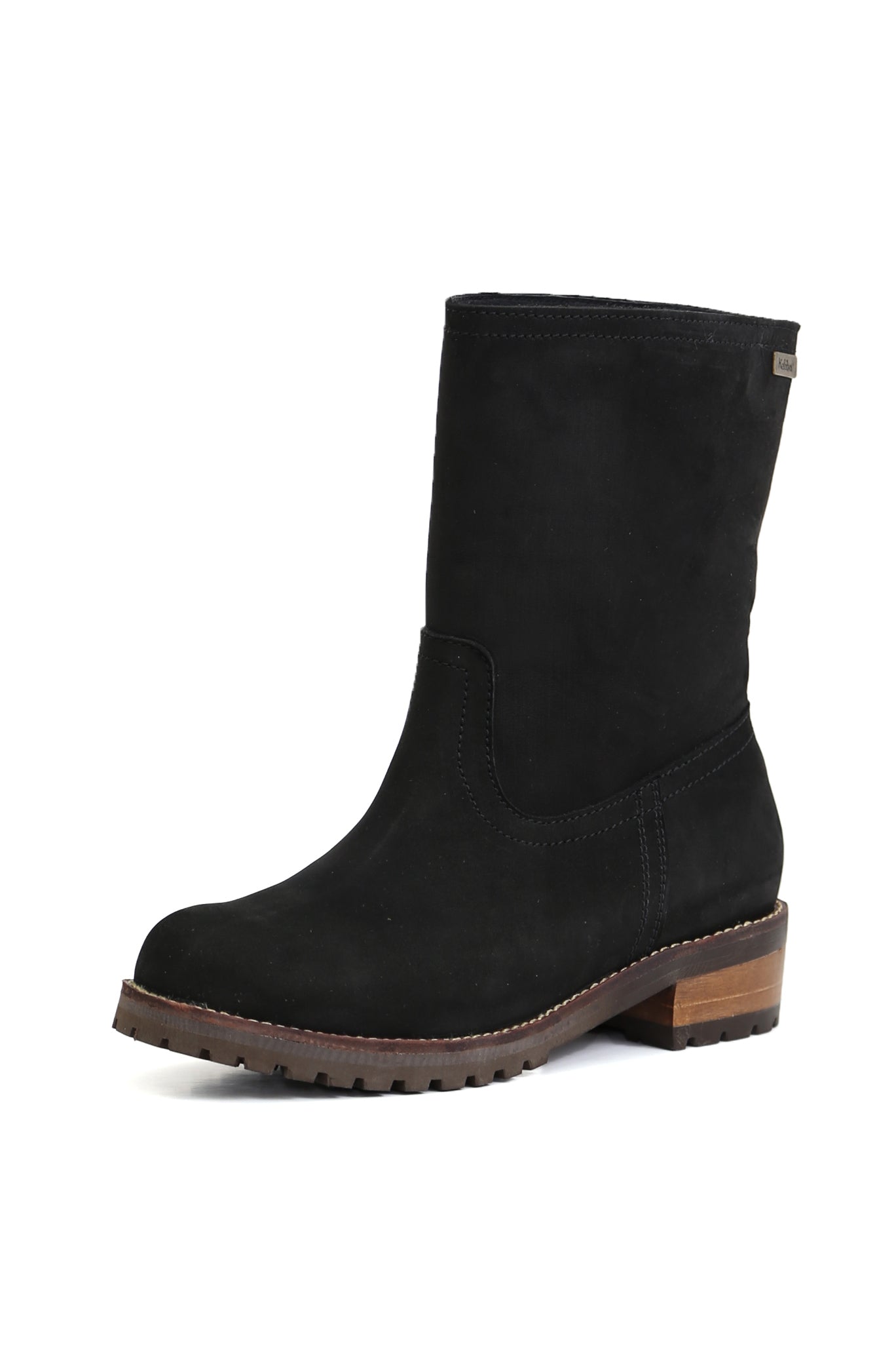 Zapatos anatómicos Kebba Damiano negros en cuero oil con taco de 3 cm, estilo bototo cómodo y resistente fondo blanco
