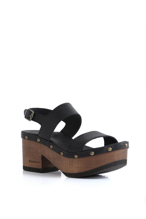 Bélgica caimán negro en cuero certificado con altura de 8 cm, Kebba Clogs