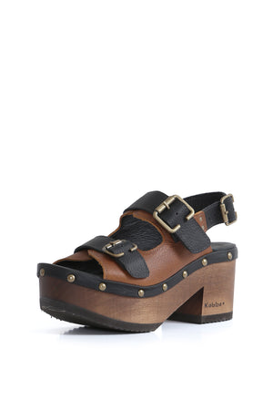 Sandalia de cuero Kebba Berlín Texas Renobuk tostado con planta anatómica, zapatos anatómicos