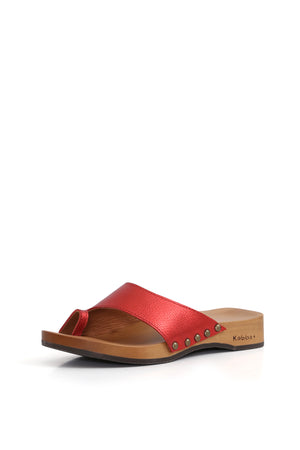 Sandalia baja Damian color rojo en cuero floater liso con planta DK 3,5 cm