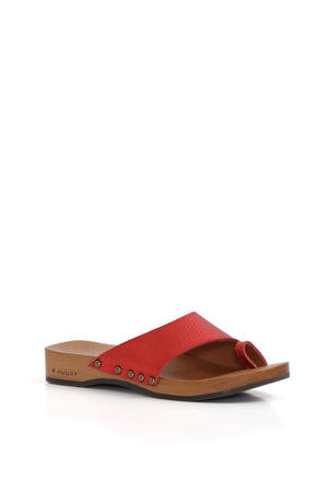 Kebba Clogs Damian rojo, sandalia artesanal con cuero floater y planta anatómica