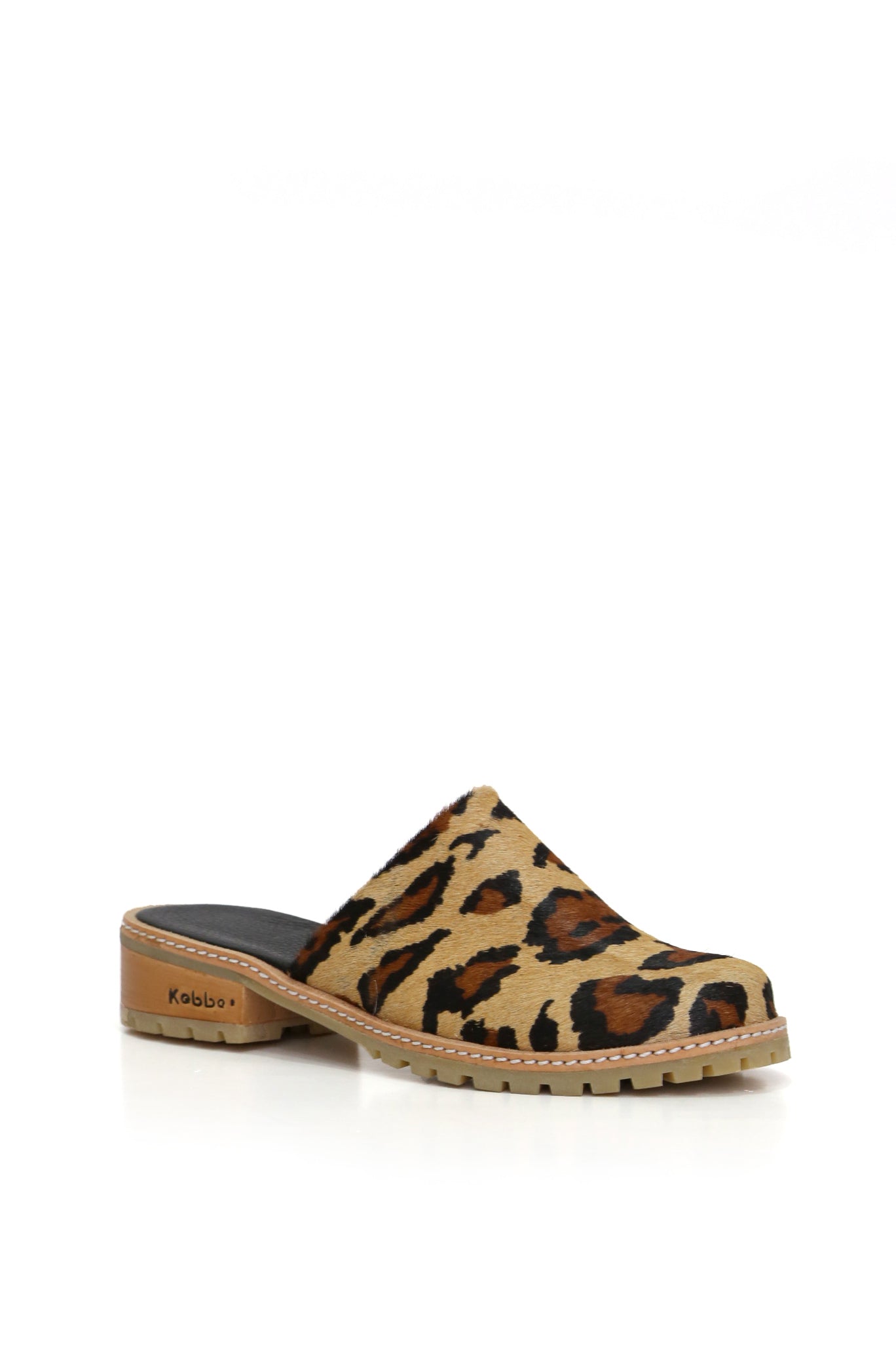 Sandalia dorada de cuero con diseño cobra y plantilla de cuero, Kebba Clogs