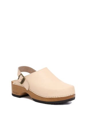 Zueco artesanal Cloc Milano damasco en cuero liso con traba de estabilidad, zuecos Kebba oferta