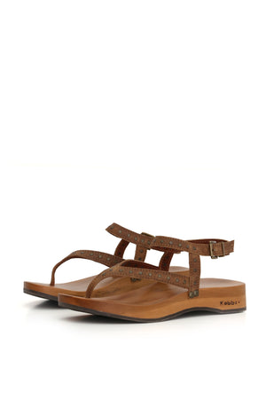 Sandalia Kebba oferta Dafne color sierra en cuero gaucho, planta anatómica 3,5 cm de madera