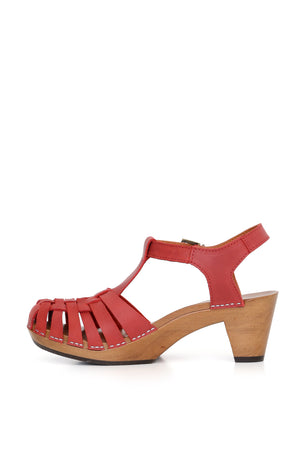 Zuecos de mujer para vestir Lupus rojo con cuero Everest y planta anatómica