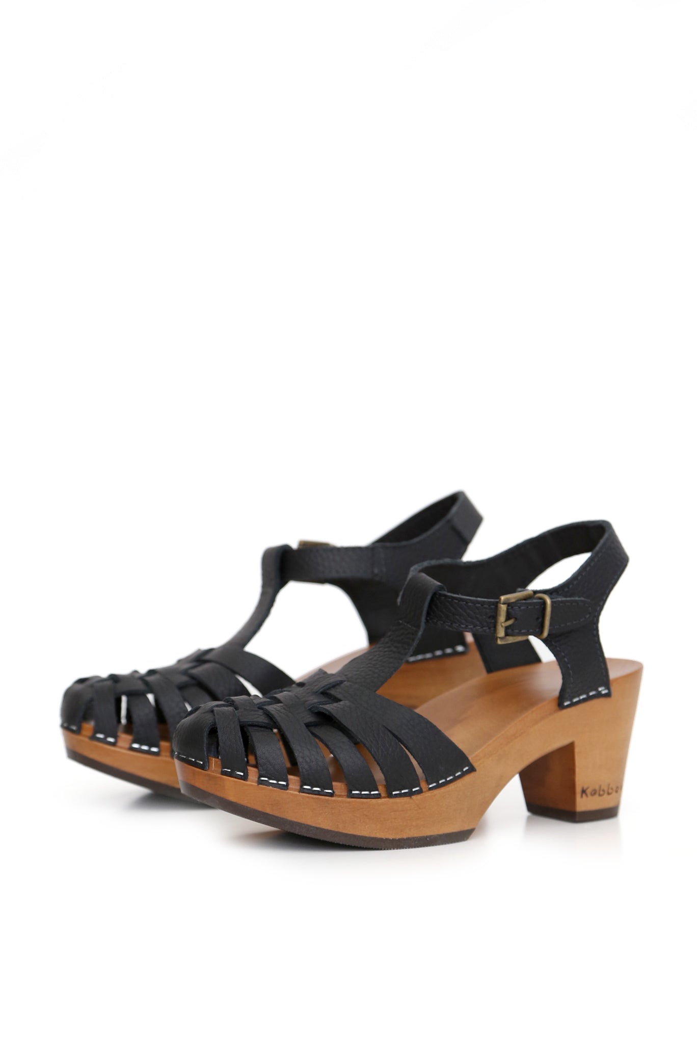 Zapatos anatómicos Kebba Lupus negro, sandalia artesanal de cuero Texas