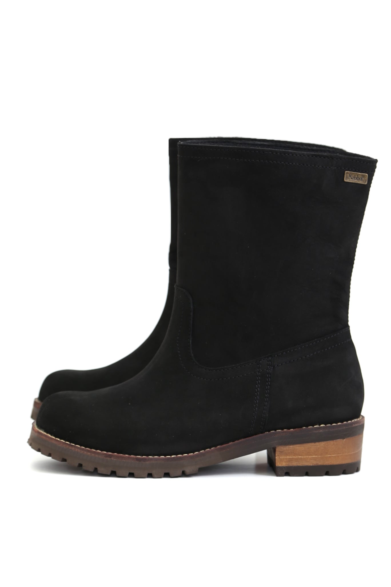 Bototo Kebba de mujer Damiano negro en cuero oil graso con taco 3 cm y suela anatómica, vista lateral fondo blanco