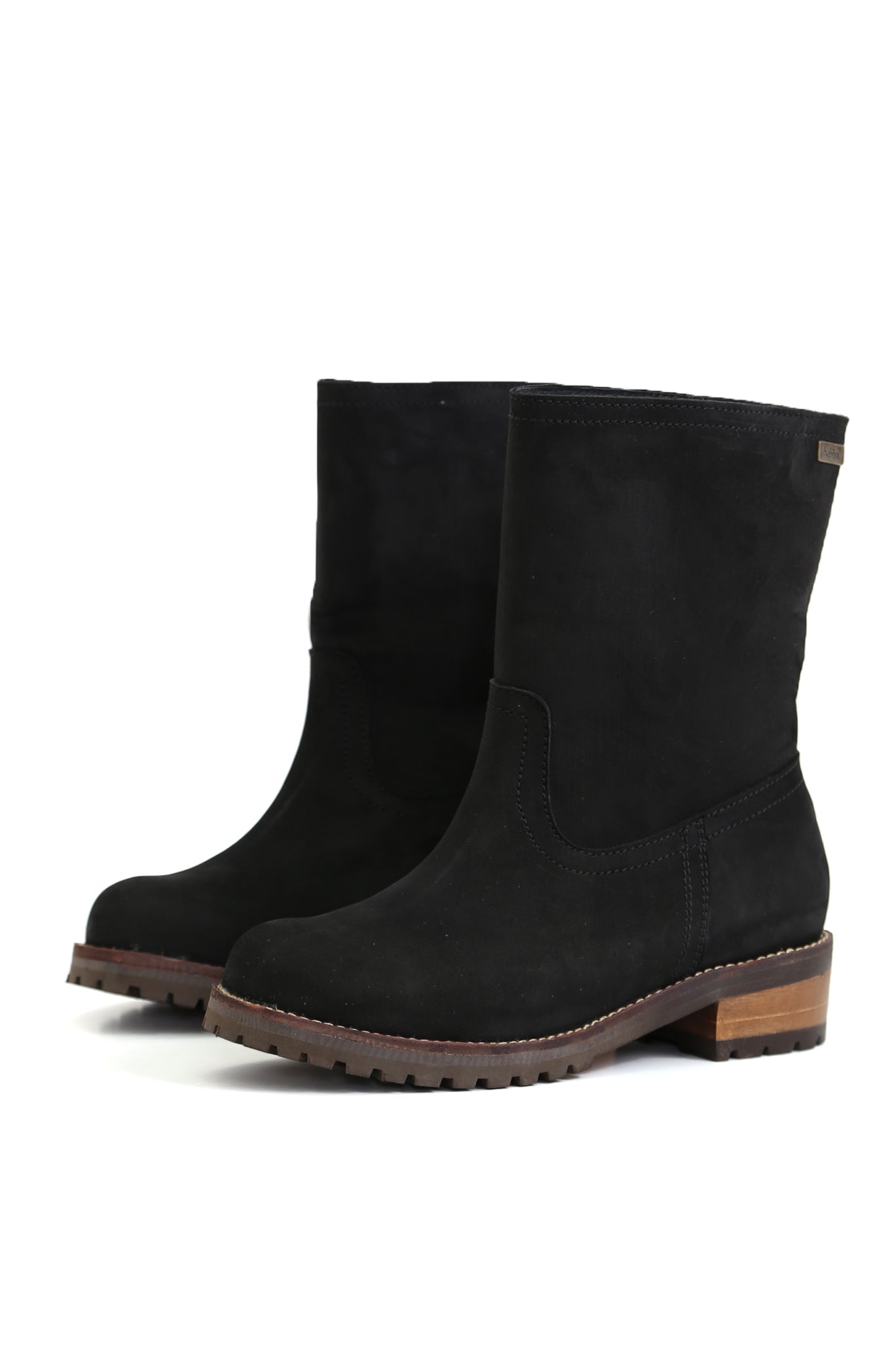 Bototo Kebba de mujer Damiano negro en cuero oil graso con taco 3 cm y suela anatómica, vista lateral fondo blanco