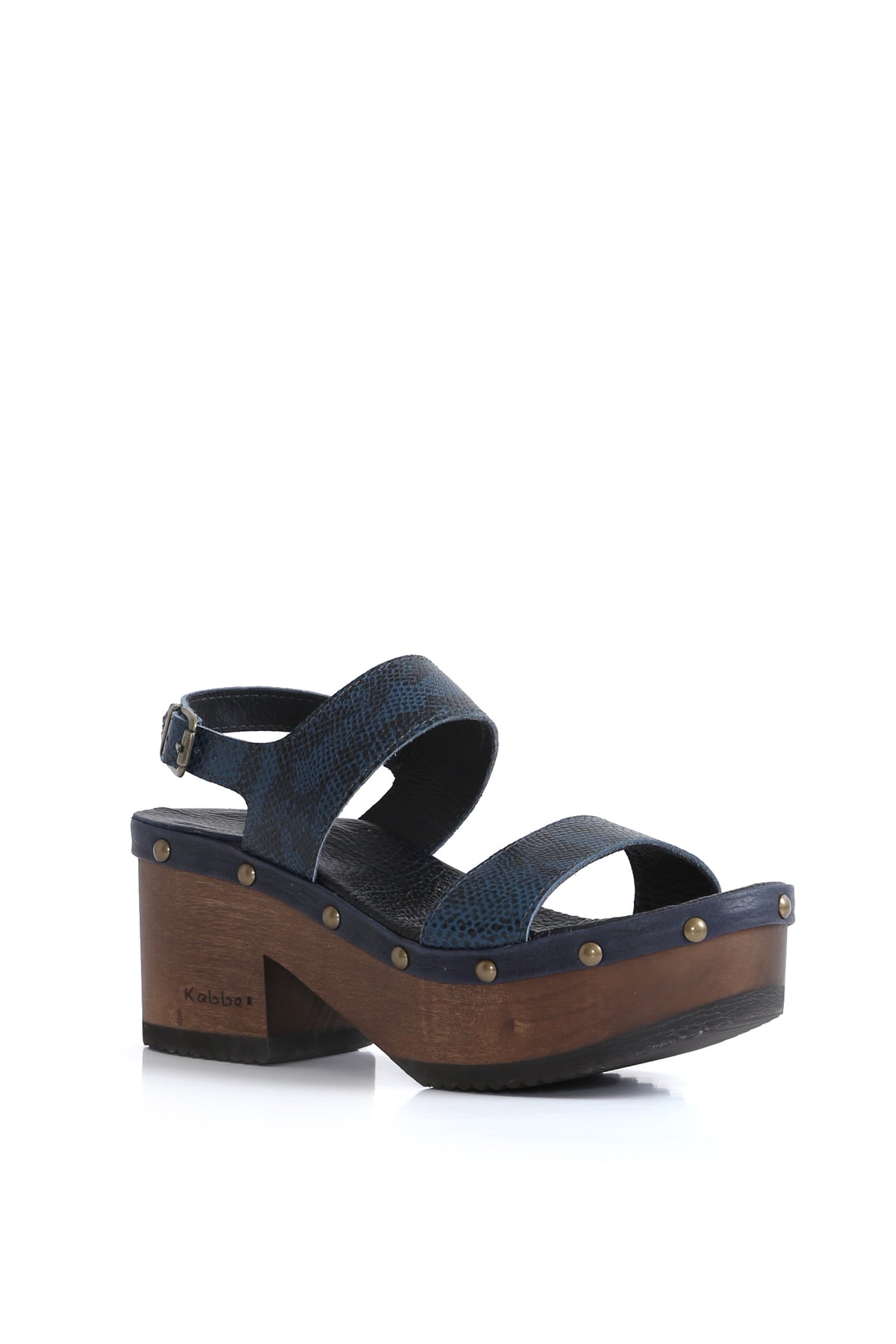 Bélgica azul en cuero graneado con capellada firme y taco 8 cm, Kebba Clogs