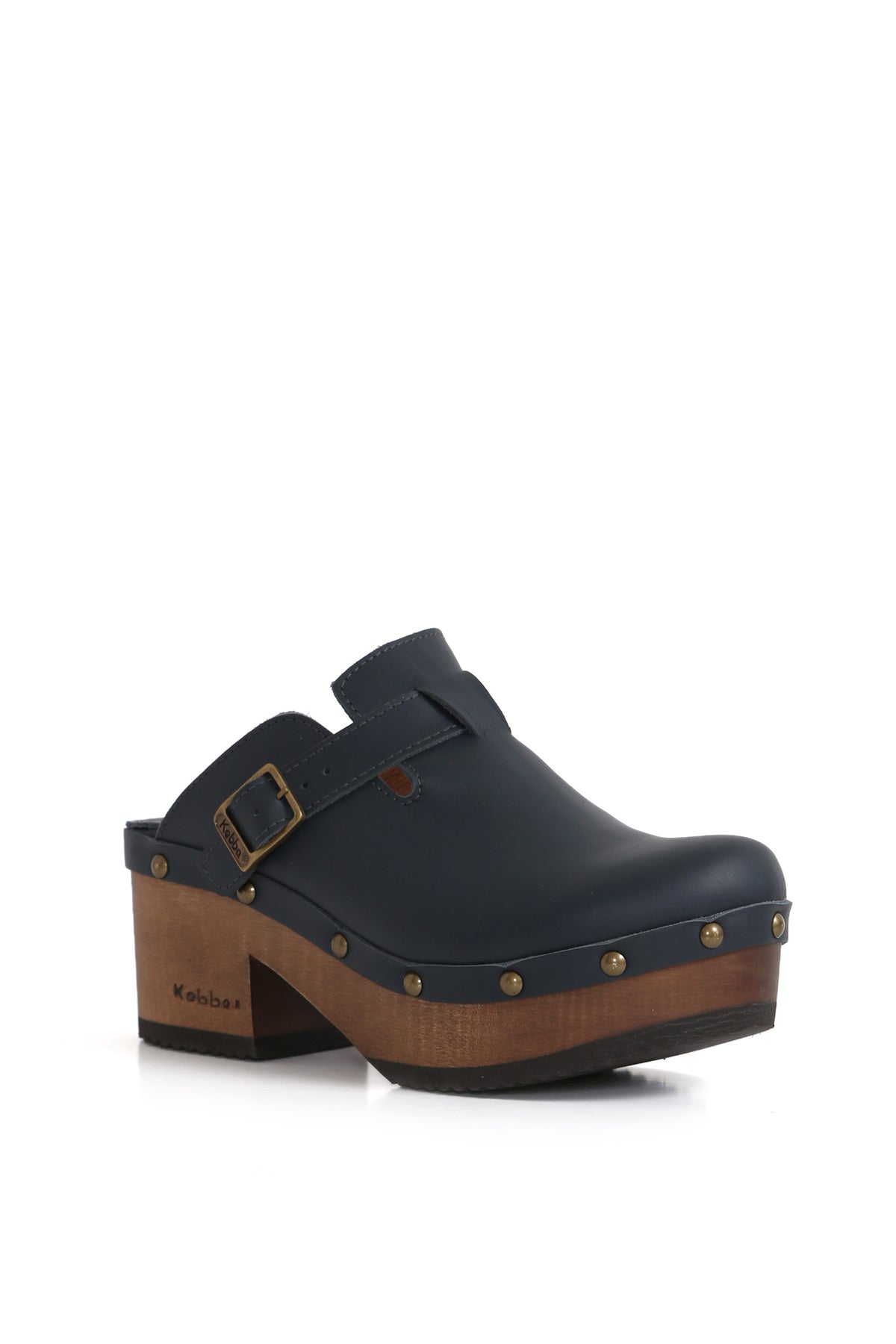 Bua Benjamina náutico azul con cuero liso fácil de limpiar, Kebba Clogs