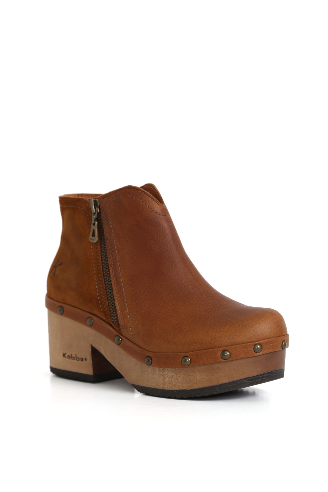 Botín mujer BUA Bono tostado con base de madera natural Kebba.