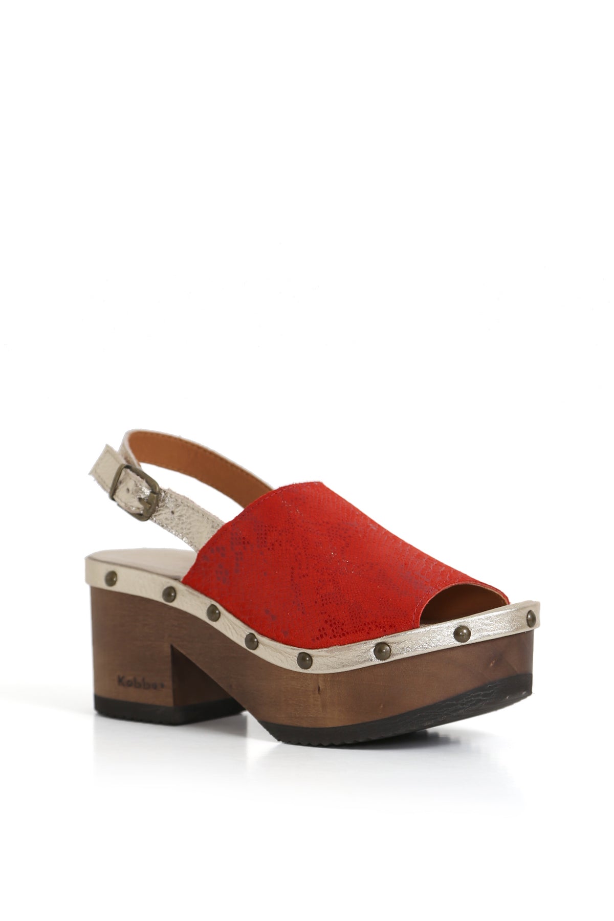 Zueco Kebba BUA Escarlata DFO43 Cherry en cuero rojo cereza, Kebba Clogs colección limitada