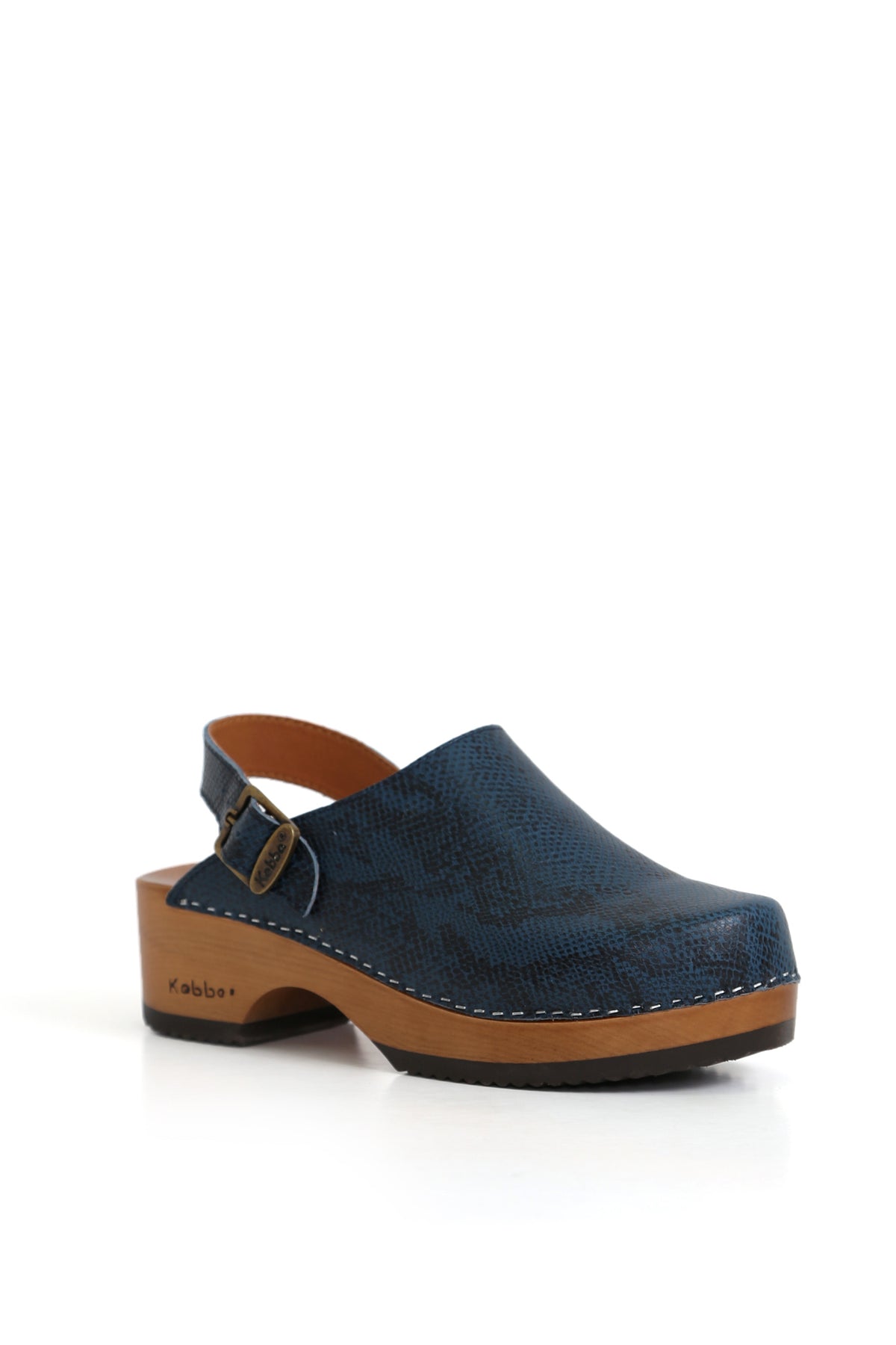 Zuecos Kebba oferta azules con cascabel y acabado suave
