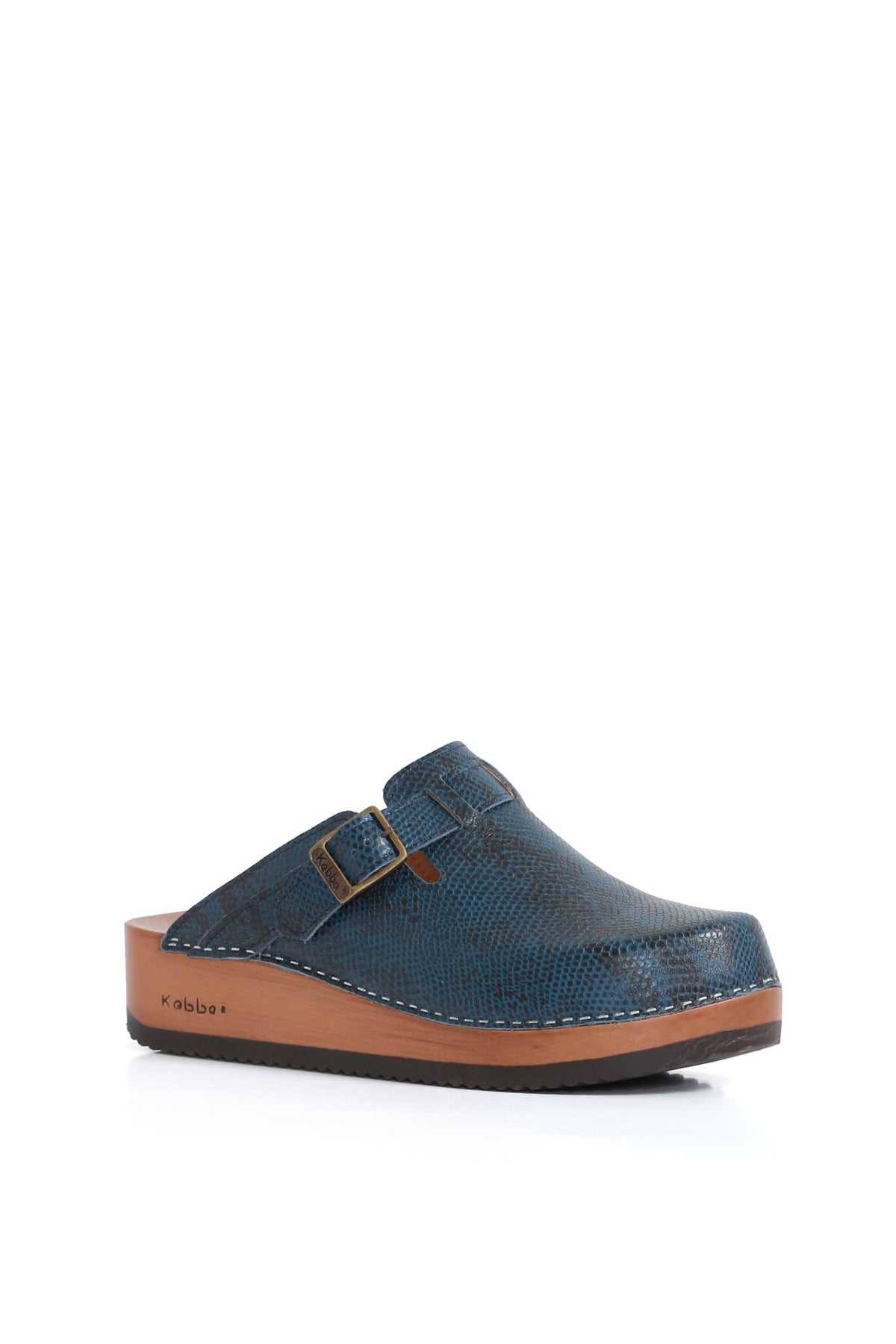 Zuecos mujer Kebba Cascabel azul con diseño artesanal y altura de 5 cm, Kebba Clogs