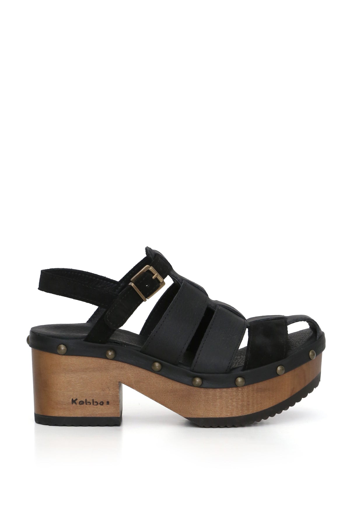 Sandalia de cuero negro Kebba Bua Bera con diseño anatómico, zuecos Kebba oferta