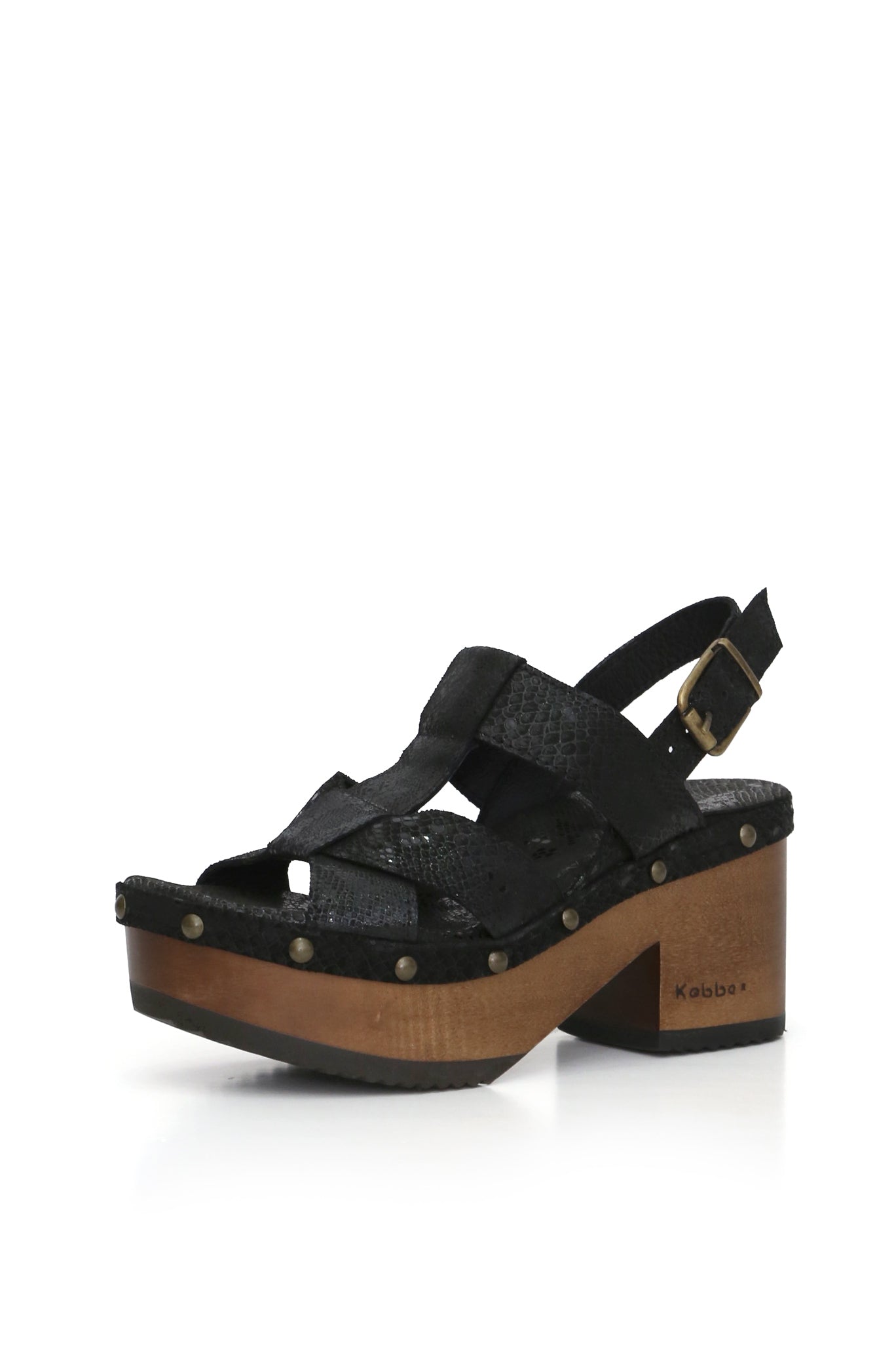Sandalia artesanal negra de cuero DFO con plantilla de cuero anatómica, zapatos anatómicos