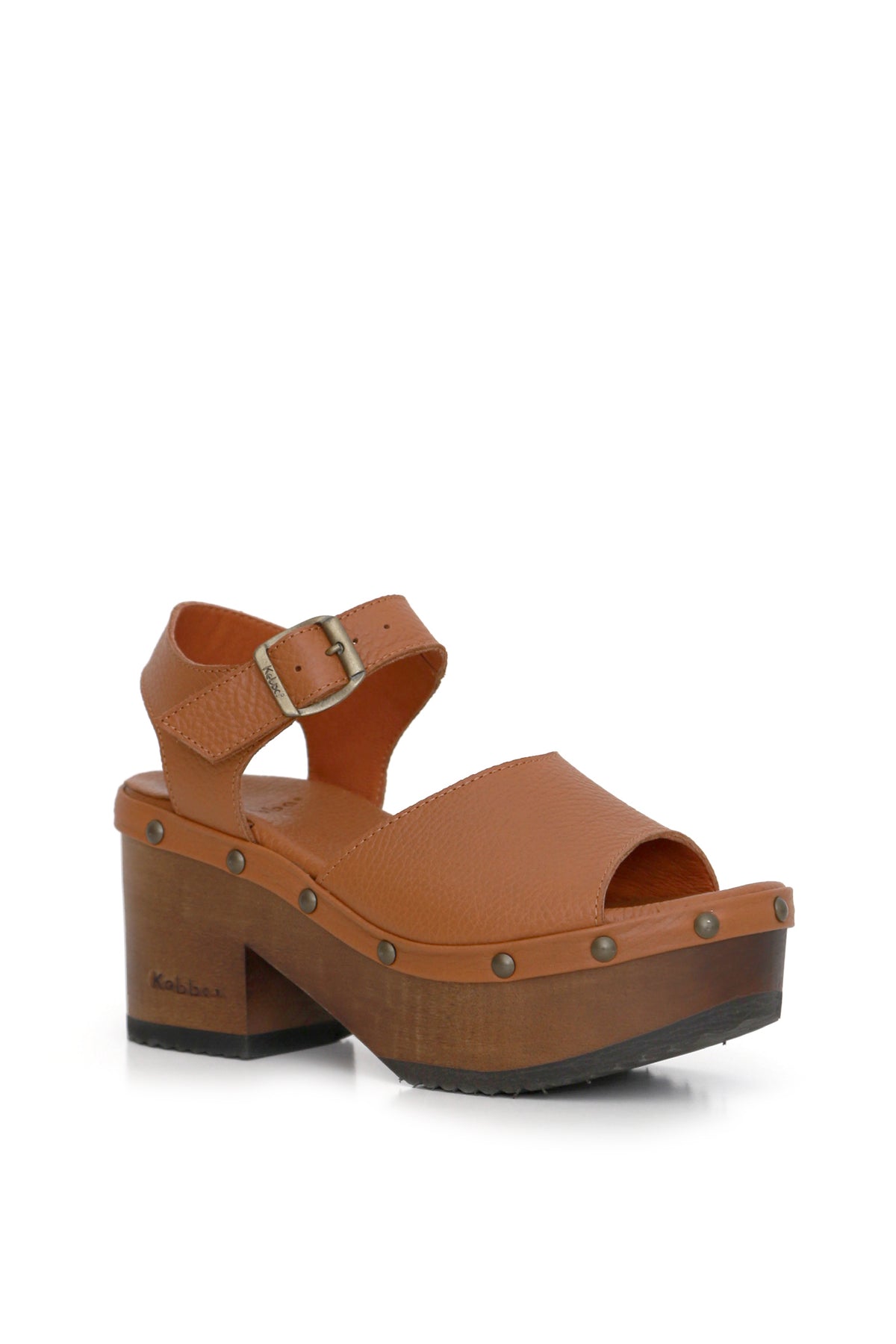 Blanquita beige Kebba en cuero floater con ajuste superior de hebilla, Kebba Clogs