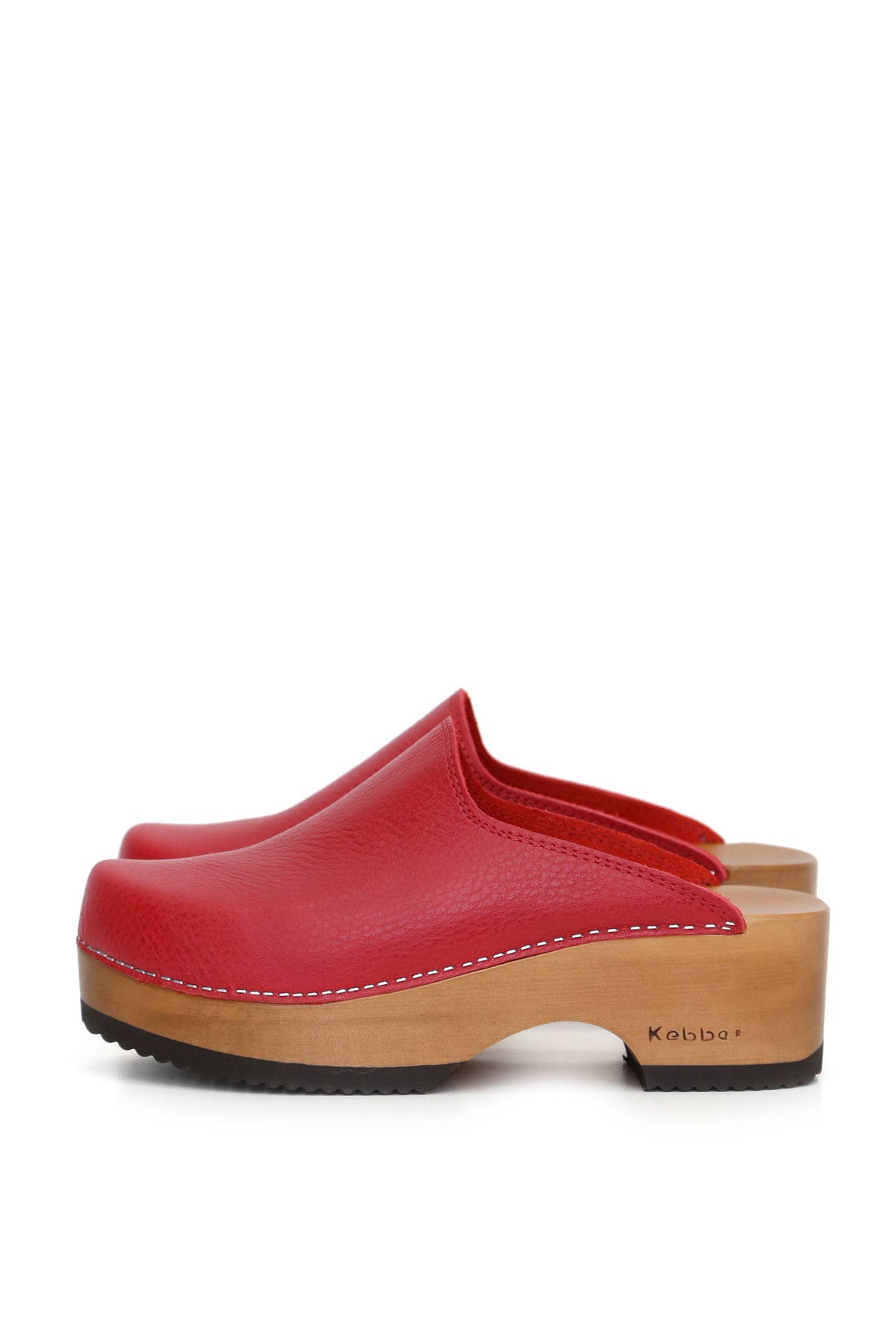 Zuecos mujer Cloc Texas rojo en cuero al corte con planta anatómica 5 cm, zuecos de mujer para vestir