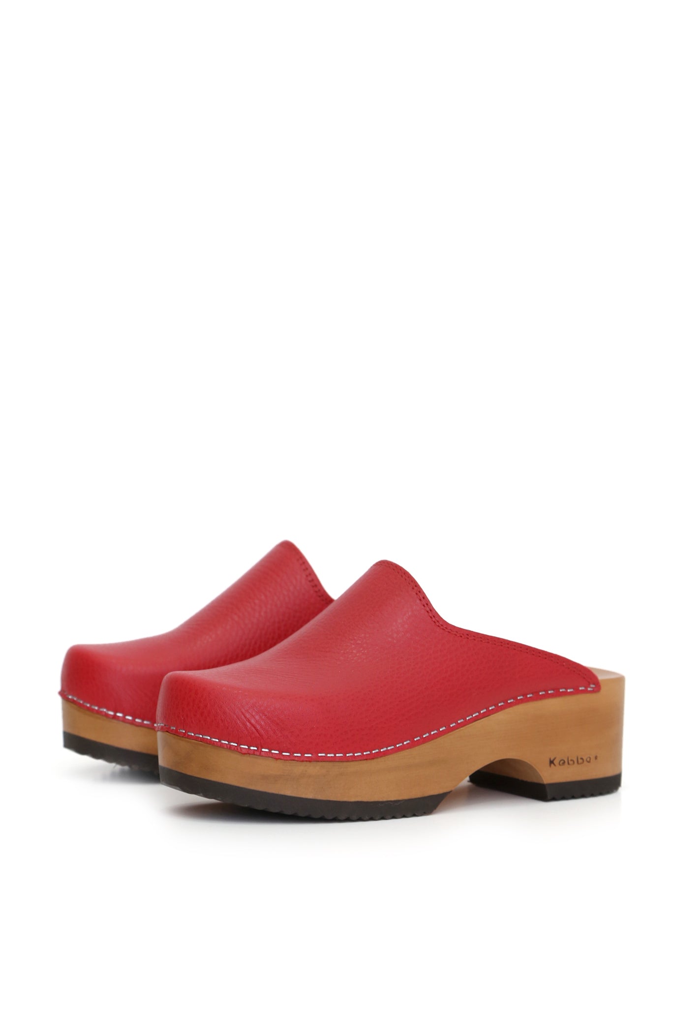 Zuecos mujer Cloc Texas rojo en cuero al corte con planta anatómica 5 cm, zuecos de mujer para vestir