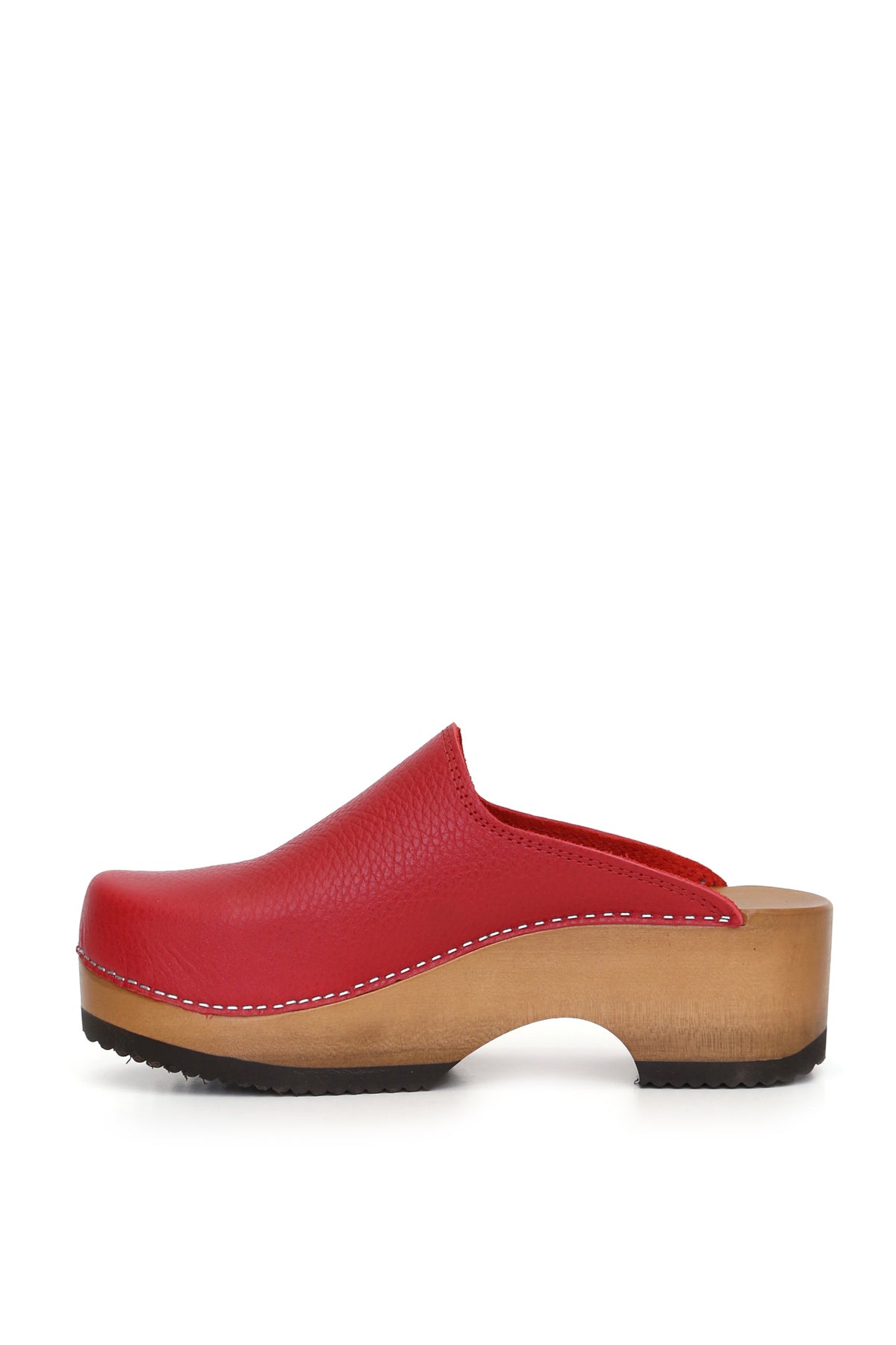 Zuecos mujer Cloc Texas rojos con planta anatómica de madera, zuecos de mujer para vestir