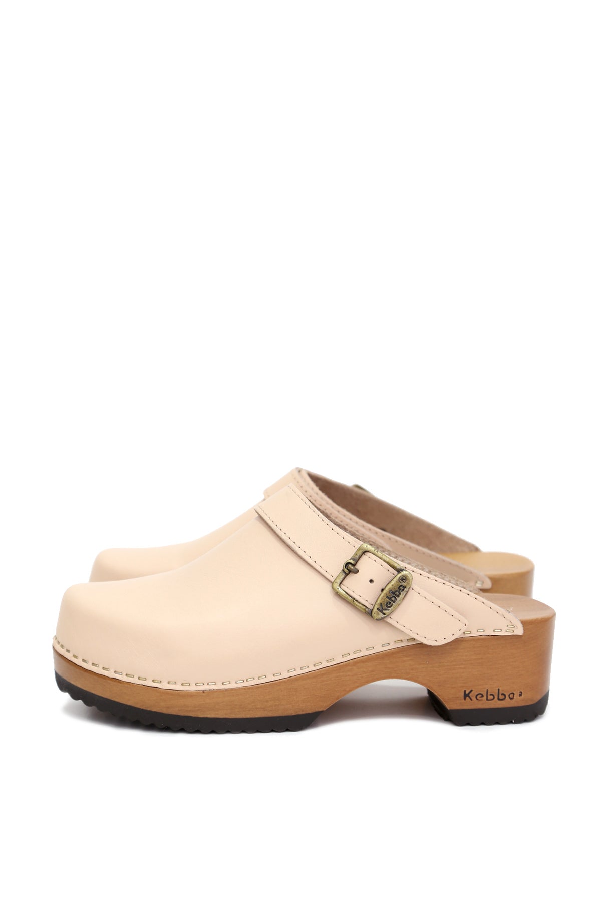 Zuecos mujer Cloc Traba Milano damasco en cuero liso rosado claro con planta 5 cm, zuecos de mujer para vestir