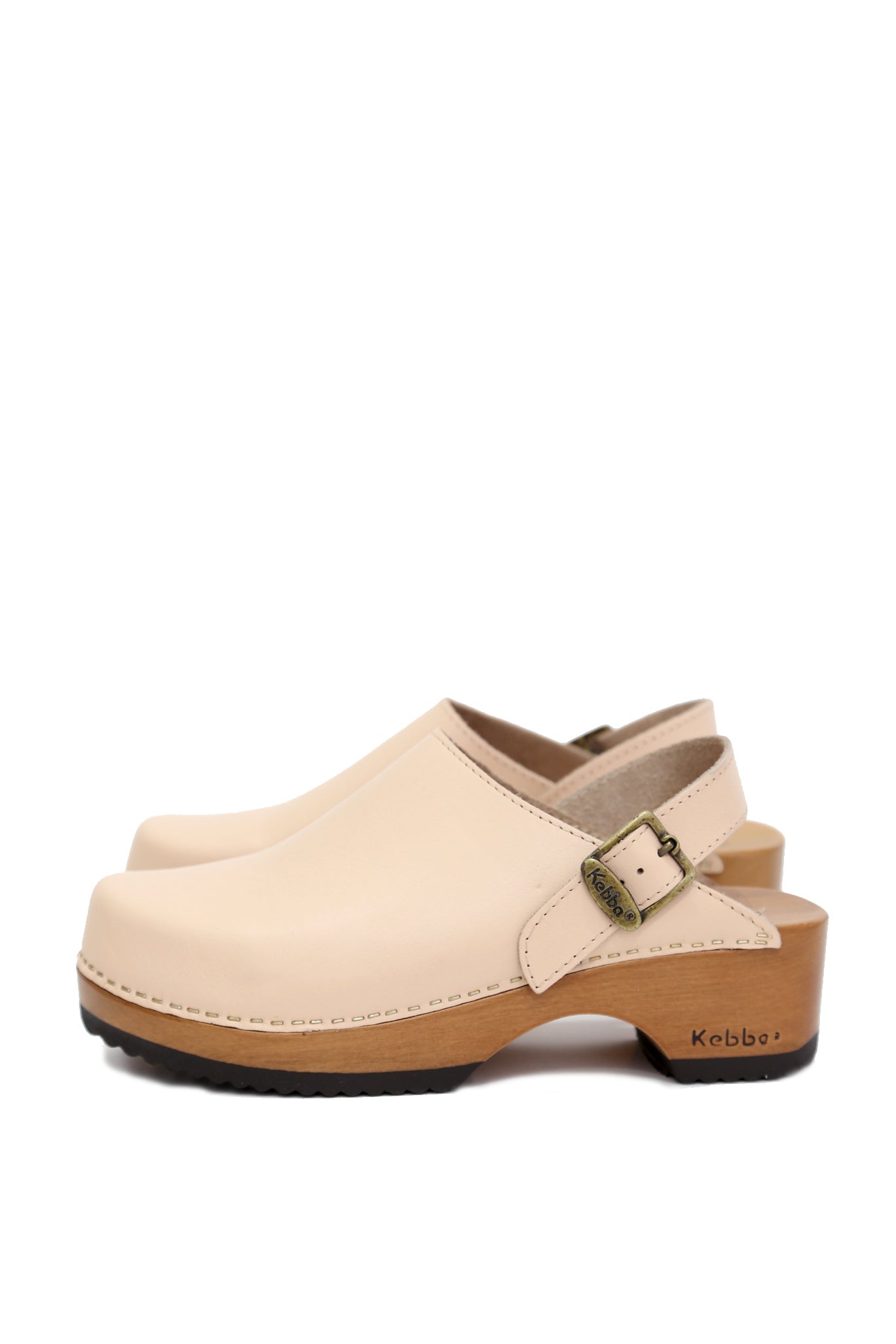 Zuecos mujer Cloc Traba Milano damasco en cuero liso rosado claro con planta 5 cm, zuecos de mujer para vestir