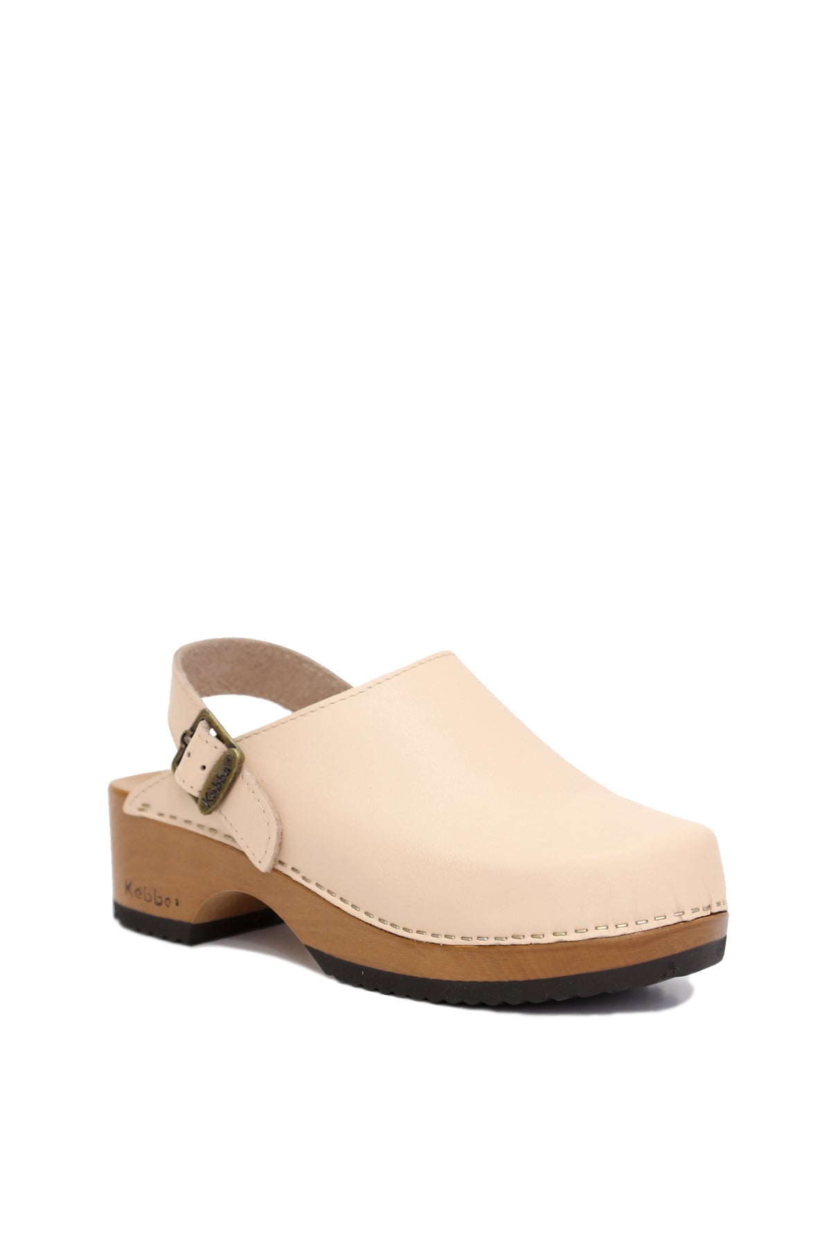 Zueco artesanal Cloc Milano damasco en cuero liso con traba de estabilidad, zuecos Kebba oferta