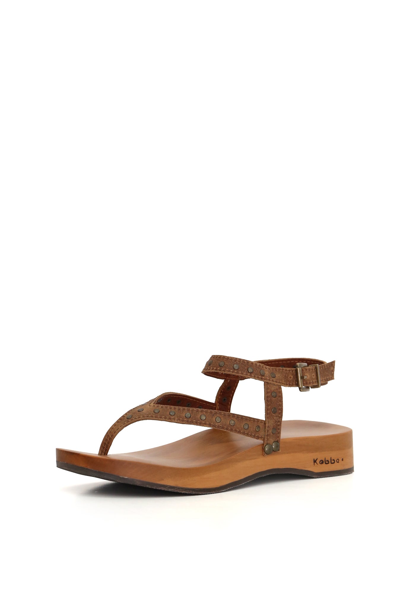 Kebba Clogs Dafne sierra, sandalia artesanal de cuero gaucho con hebilla lateral