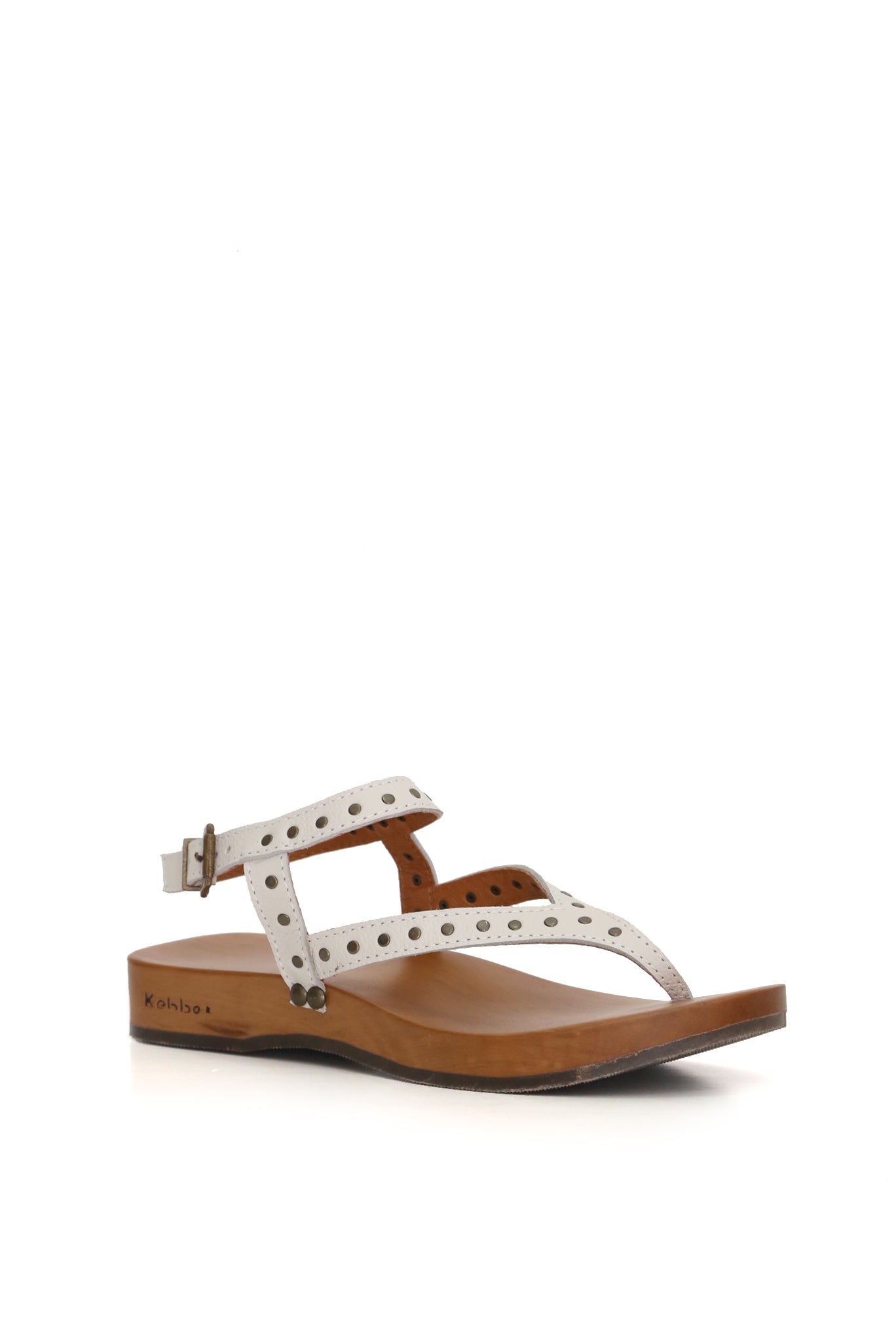 Kebba Clogs Dafne sierra, sandalia artesanal de cuero gaucho con hebilla lateral