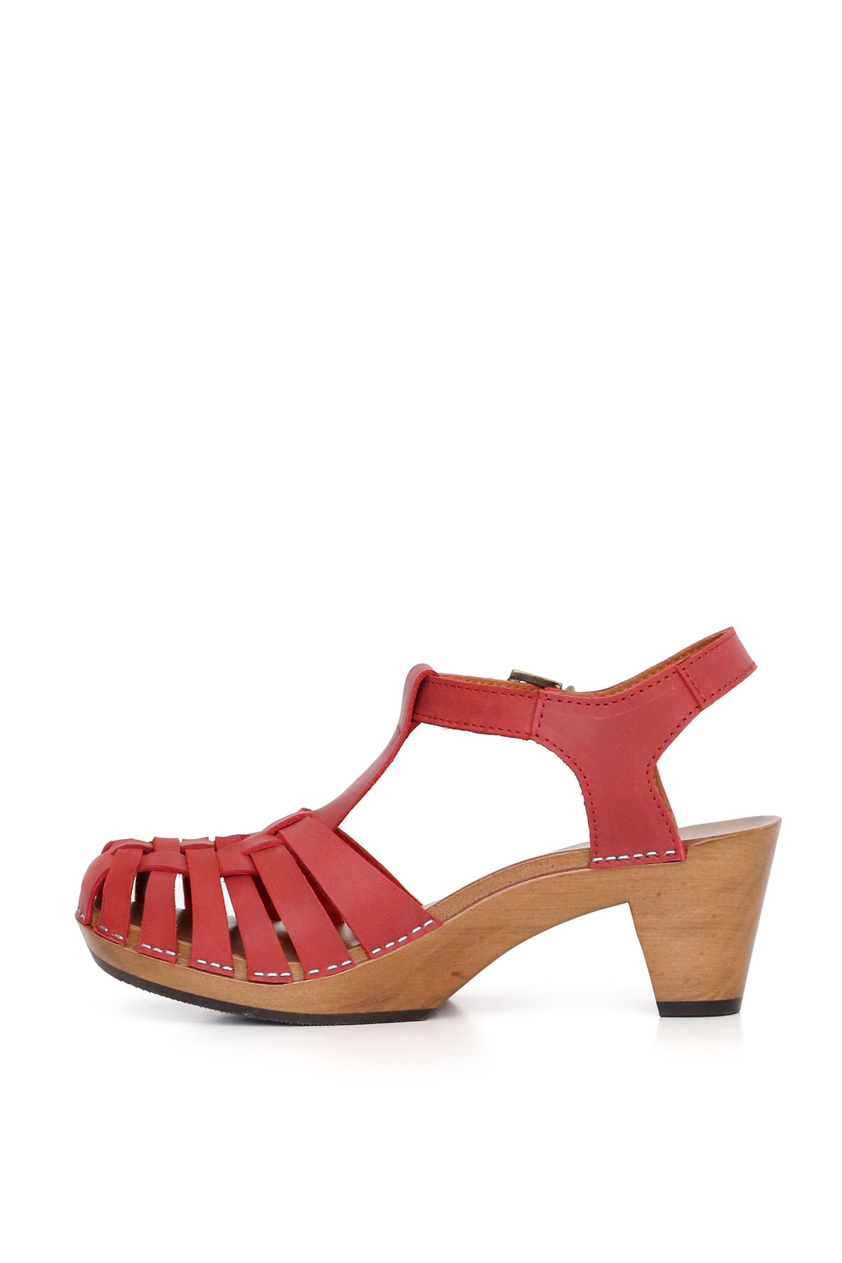 Zuecos de mujer para vestir Lupus rojo con cuero Everest y planta anatómica