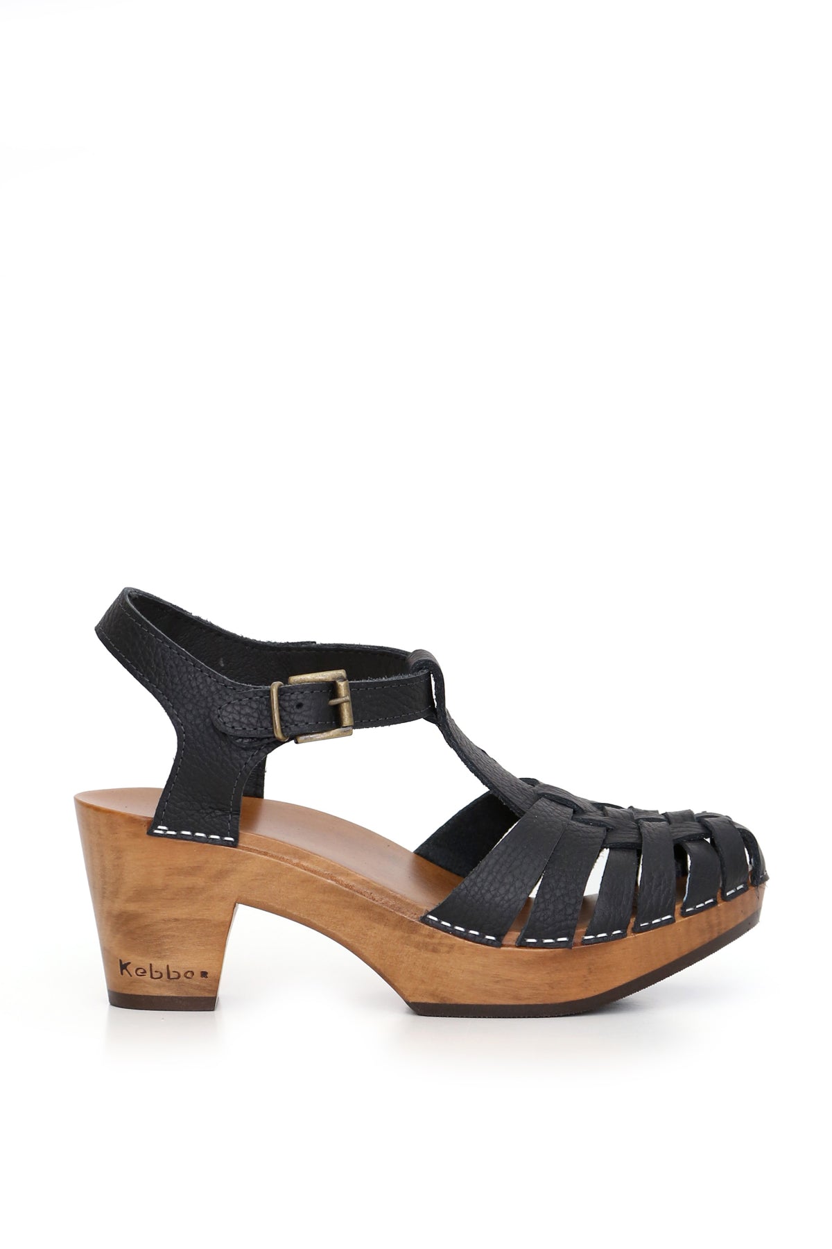 Sandalia artesanal Lupus Texas negro hecha a mano en Villarrica Chile